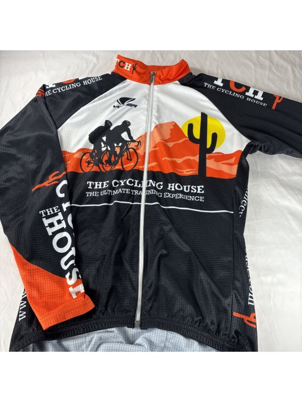 Voler The Cycling House Jersey Mens Large L Full Zip Orange Black Desert Bike
